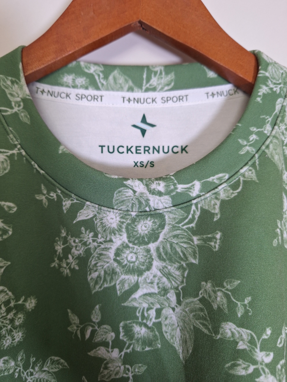 Tuckernuck French Green Toile Floral Swing Sweatshirt Mixed Media Pocket Sz S/XS - Picture 4 of 7